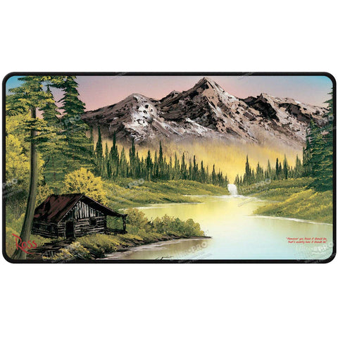 Bob Ross Mountain Retreat Black Stitched Playmat