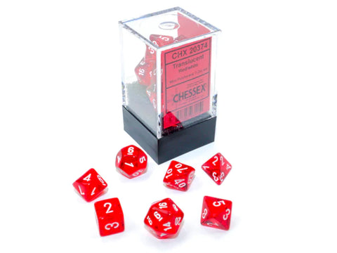 Translucent: Mini-Polyhedral Red/white 7-Die Set