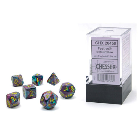 Festive: Mini-Polyhedral Mosaic/yellow 7-Die set