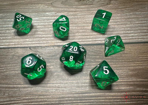 Chessex: Translucent 7-Die Set - Green/White