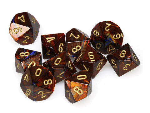 Chessex: Scarab: Poly D10 Blue/Blood/Gold (10)