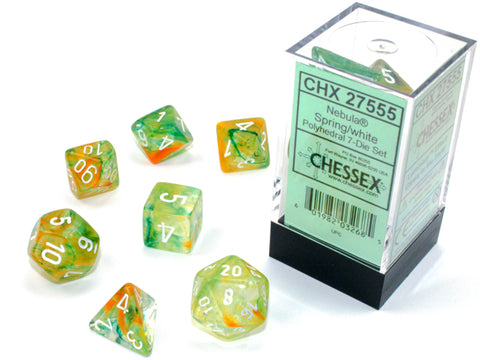 Nebula: Polyhedral Spring/white Luminary 7-Die Set