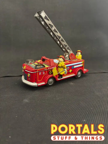 Vintage Nomura T.N. Tin Litho Friction Fire Truck F.D. 24670