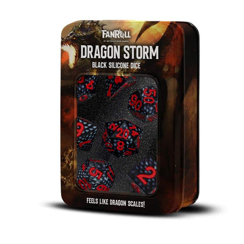 FanRoll: Dragon Storm Silicone Dice Set - Black Dragon Scales