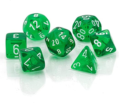 Translucent: Mini-Polyhedral Green/white 7-Die Set