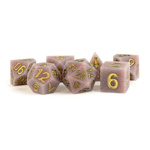 7 Count Sharp Edge Silicone Rubber Dice: Volcanic Soot
