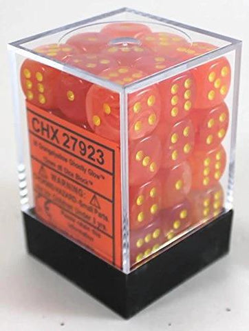 Chessex: Ghostly Glow 12mm D6 Block (36) - Orange/Yellow