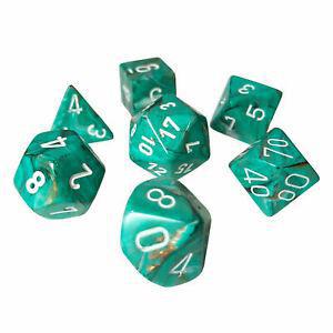 Chessex: Marble 7-Die Set - Oxi Copper/White