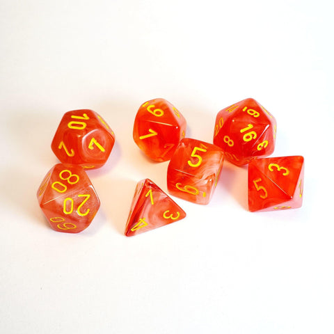 Chessex: Ghostly Glow 7-Die Set - Orange/Yellow