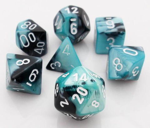 Chessex: Gemini 7-Die Set - Black Shell/White