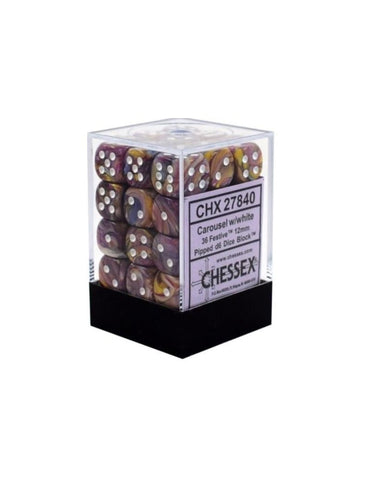 Chessex: Festive 12mm D6 Block (36) - Carousel/White