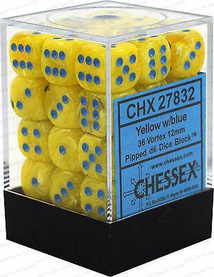 Chessex: Vortex 12mm D6 Block (36) - Yellow/Blue