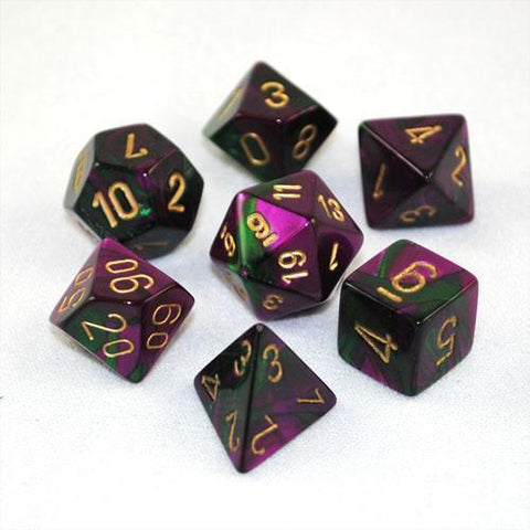 Chessex: Gemini 7-Die Set - Green Purple/Gold