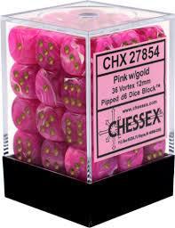Chessex: Vortex 12mm D6 Block (36) - Pink/Gold