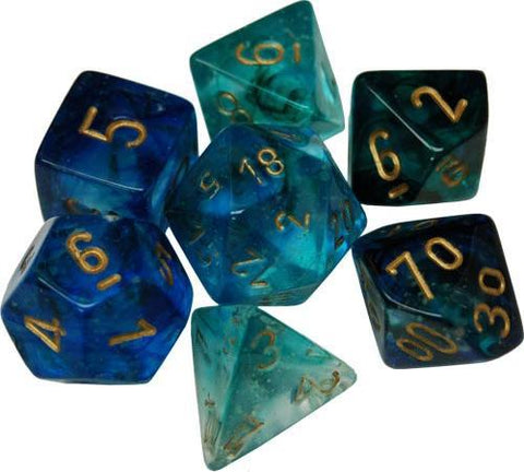 Chessex: Nebula 7-Die Set - Luminary Oceanic/Gold