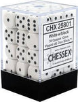 Chessex: Opaque 12mm D6 Block (36) - White/Black