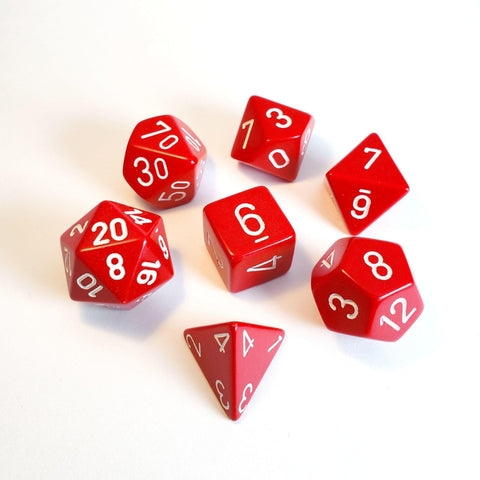 Chessex: Opaque 7-Die Set - Red/White