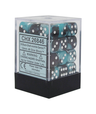Chessex: Gemini 12mm D6 Block (36) - Blue Steel/White