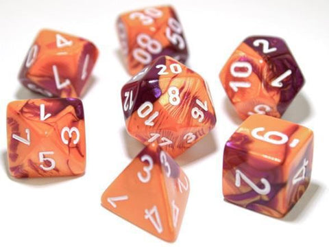 Chessex: Gemini 7-Die Set - Orange/Purple/White