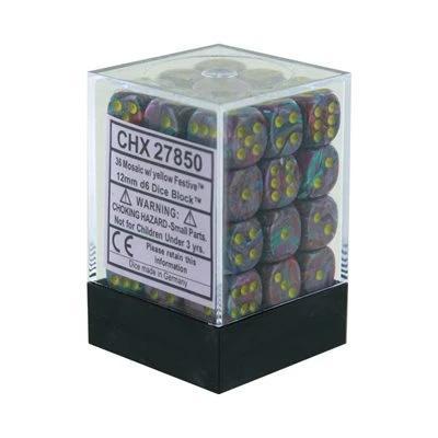 Chessex: Festive 12mm D6 Block (36) - Mosaic Yellow