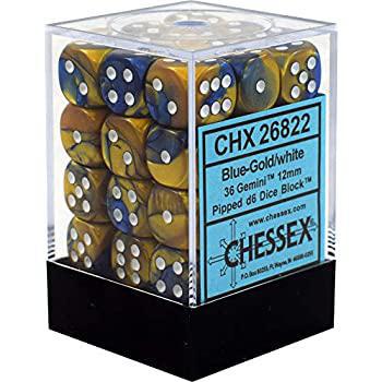 Chessex: Gemini 12mm D6 Block (36) - Blue Gold/White