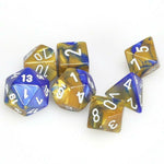 Chessex: Gemini 7-Die Set - Blue Gold/White