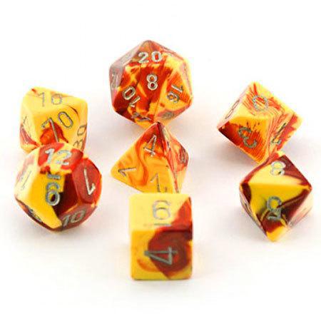 Chessex: Gemini 7-Die Set - Red Yellow/Silver