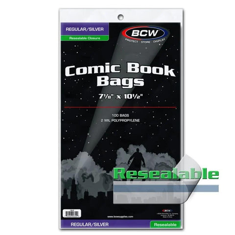 BCW: Regular/Silver Resealable Comic Book Bags