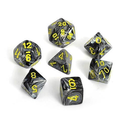 Chessex: Vortex 7-Die Set - Black/Yellow