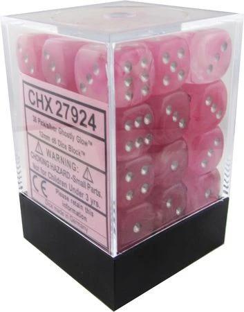 Chessex: Ghostly Glow 12mm D6 Block (36) - Pink/Silver