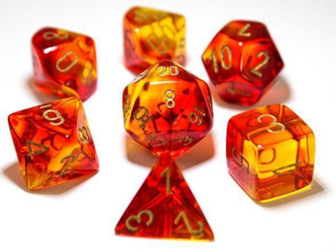 Chessex: Gemini 7-Die Set - Red/Yellow/Gold