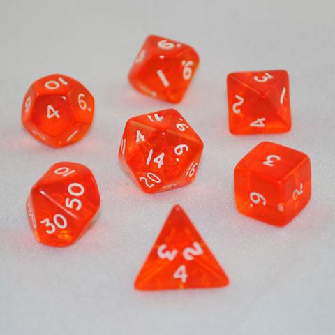 Chessex: Translucent 7-Die Set - Orange/White