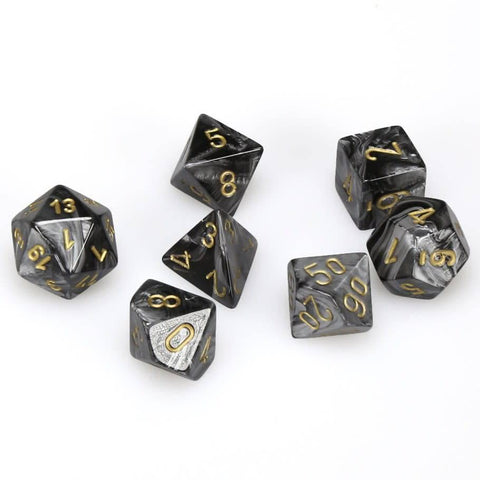 Chessex: Lustrous 7-Die Set - Black/Gold