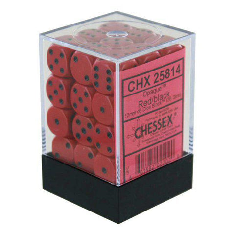 Chessex: Opaque 12mm D6 Block (36) - Red/Black