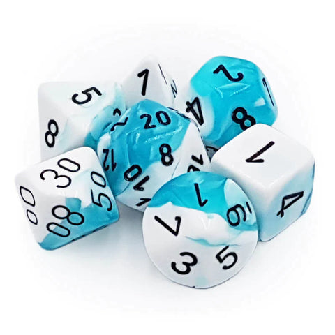 Chessex: Gemini 7-Die Set - Teal White/Black