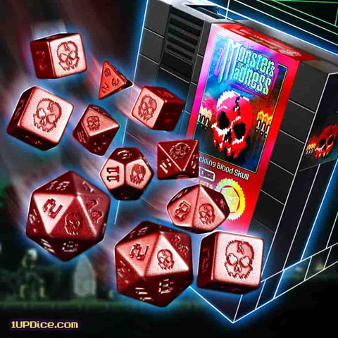 1UP Dice: Polyhedral Cartridge 7ct Sets: Cackling Blood Skull