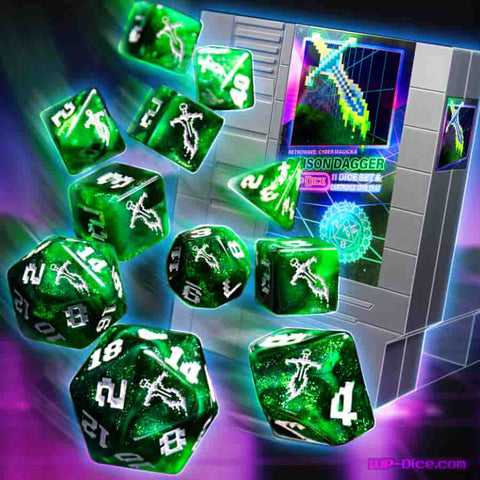 1UP Dice: Polyhedral Cartridge 7ct Sets: Poison Dagger