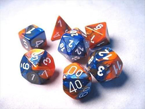 Chessex: Gemini 7-Die Set - Blue Orange/White