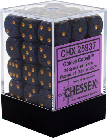 Chessex: Speckled 12mm D6 Block (36) - Golden Cobalt