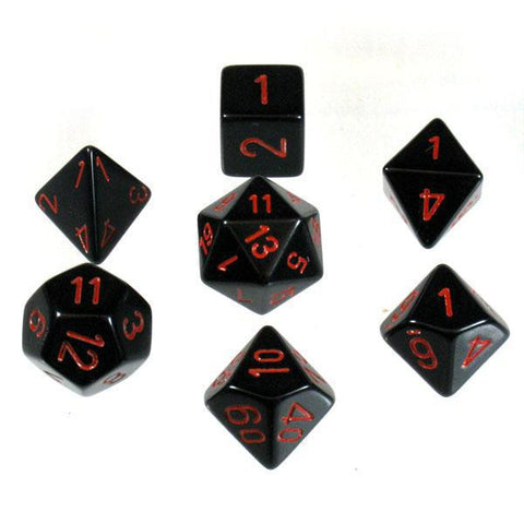 Chessex: Opaque 7-Die Set - Black/Red