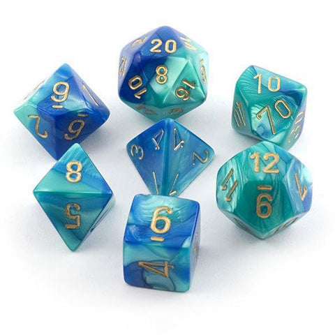 Chessex: Gemini 7-Die Set - Blue/Teal/Gold