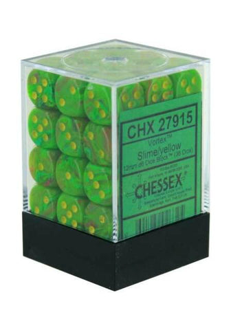 Chessex: Vortex 12mm D6 Block (36) - Slime Yellow