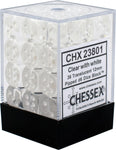 Chessex: Translucent 12mm D6 Block (36) - Clear/White