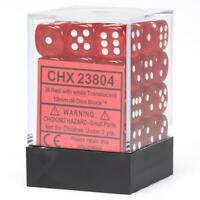 Chessex: Translucent 12mm D6 Block (36) - Red/White