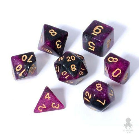 Chessex: Gemini 7-Die Set - Black Purple/Gold