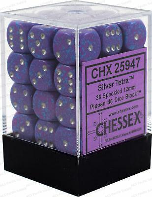 Chessex: Speckled 12mm D6 Block (36) - Silver Tetra