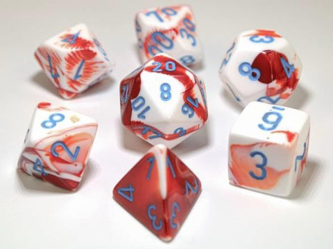 Chessex: Gemini 7-Die Set - Red/White/Blue